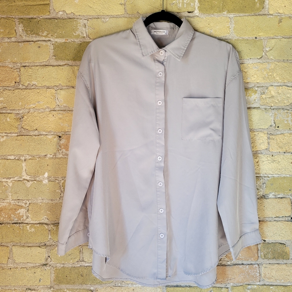 HOTOUCH Grey Button-down Shirt Womens Size Large